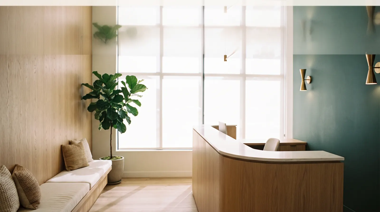 The warm, calm reception area at Attleboro Family Dental Care